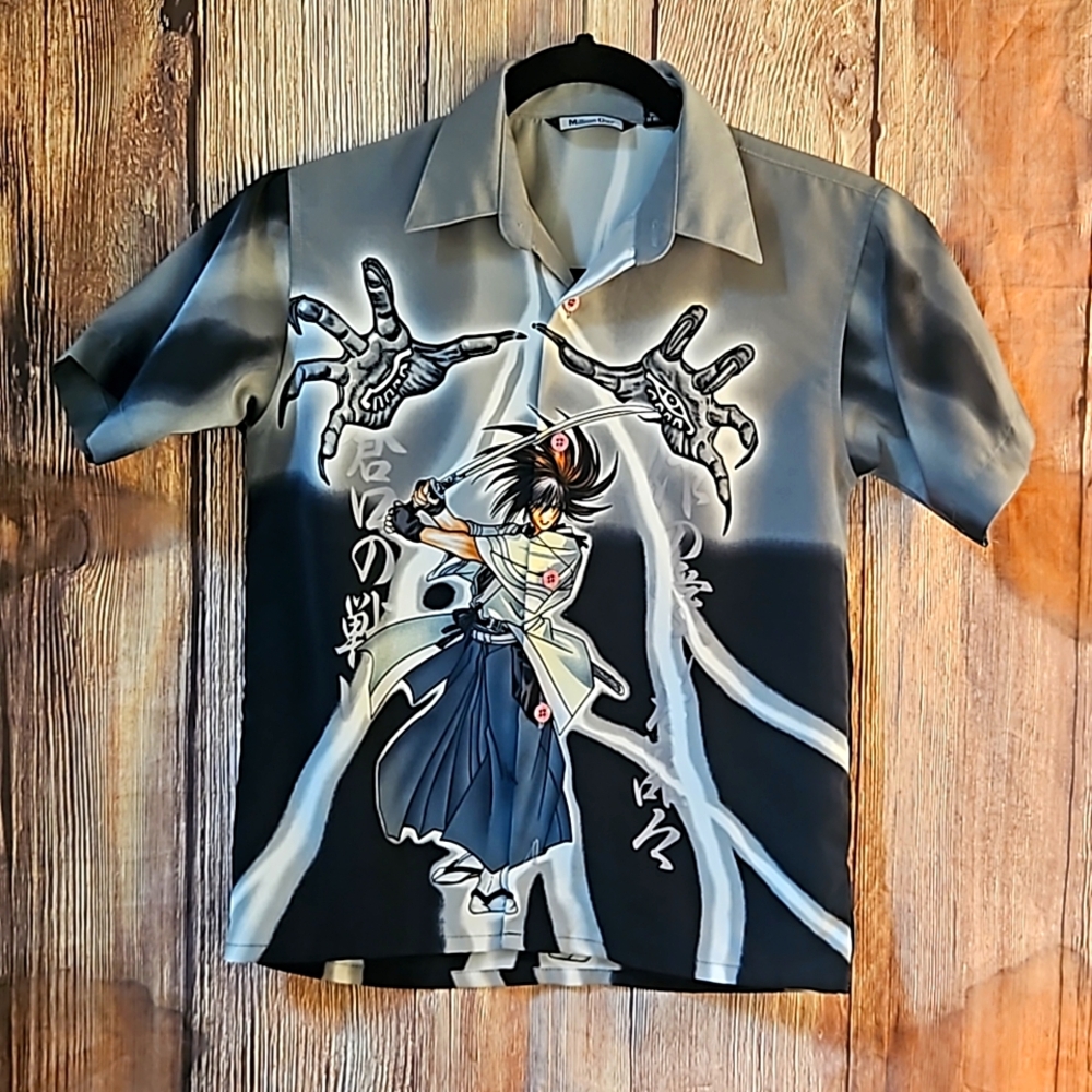Million Guy Grey Button-Up Short Sleeve Shirt